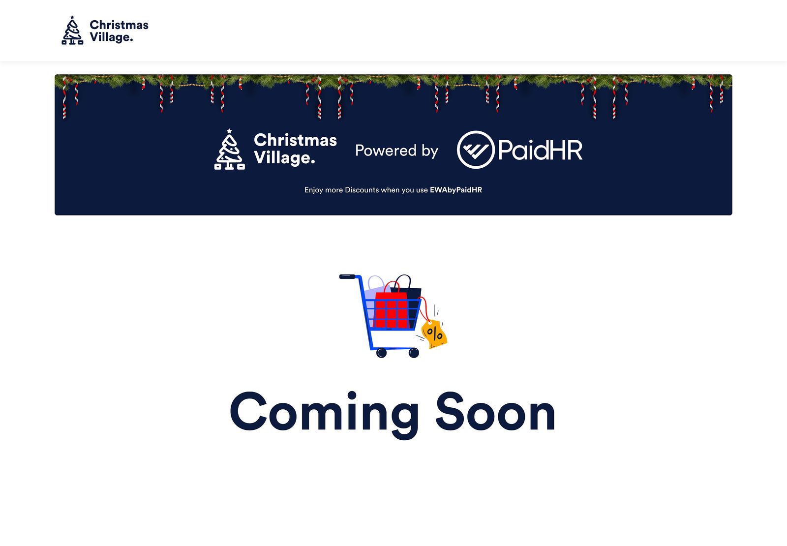 PaidHR Christmas Village marketplace landing screen